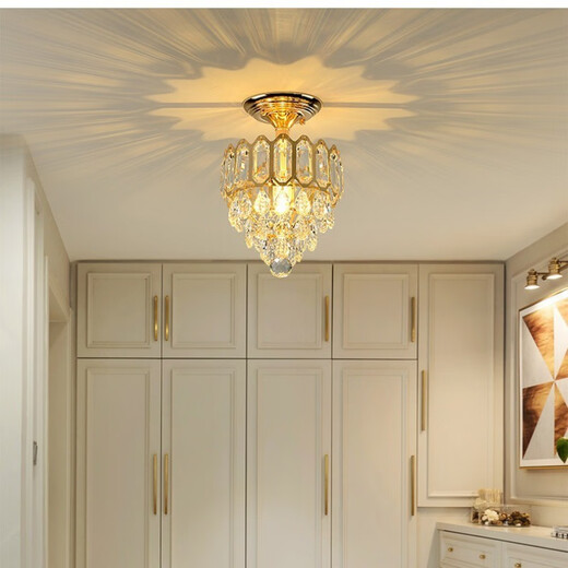 
Ancient Town Lamps Zhongshan Lamps Collection 2025 New Corridor Lighting Aisle Entrance Light European Crystal Chandelier Balcony Bedroom 9928 Gold Three-Color Light Source