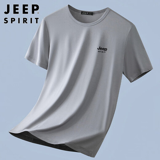 JEEP SPIRIT吉普短袖T恤男士莫代尔夏季男装t恤衫冰丝凉感上衣服宽松半袖