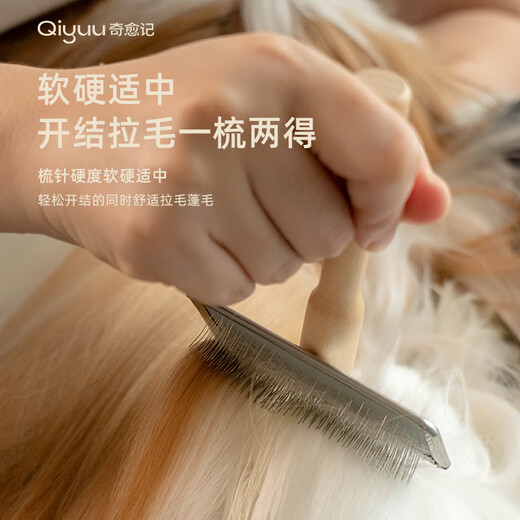 Qiyuji pet combing and knotting care stainless steel needle comb for smoothing and smoothing durable dog and cat hair grooming essentials Qiyuji needle comb