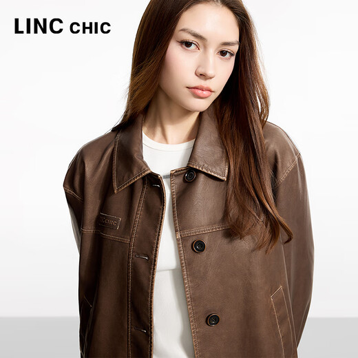La nueva chaqueta corta de cuero de proteína Pilot's Pilot de Jin Yujie para la chaqueta suelta de la solapa corta de la mujer S251JK033Y