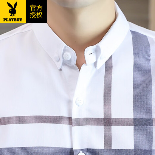 
Playboy striped shirt men long-sleeved summer men business casual anti-warm plaid shirt formal clothes spring clothes 9901 gray XL