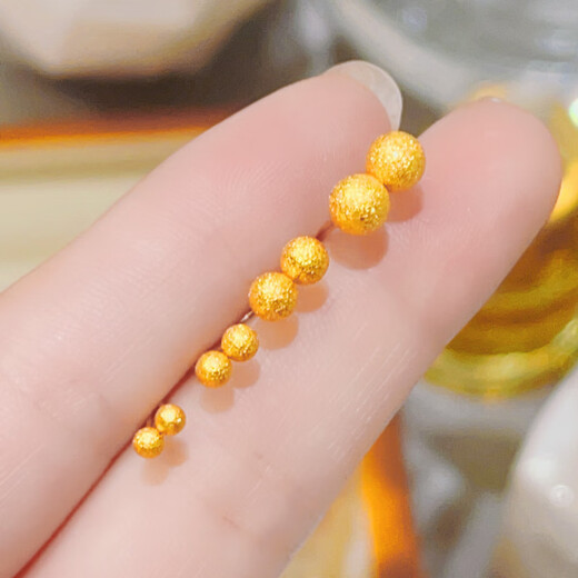 OFK Old Phoenix 999 Gold Ear Hole Hypoallergenic Earrings Small Gold Peas Mini Gold Beads Small Ears Shining Gold Glossy Old Phoenix Gold Store Style 5mm