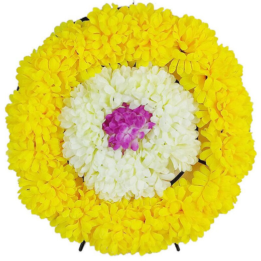 Sacrifice memorial wreath supplies Qingming Festival ancestor worship graveyard plastic simulation fake flower chrysanthemum trumpet 60 cm white outside + purple inside