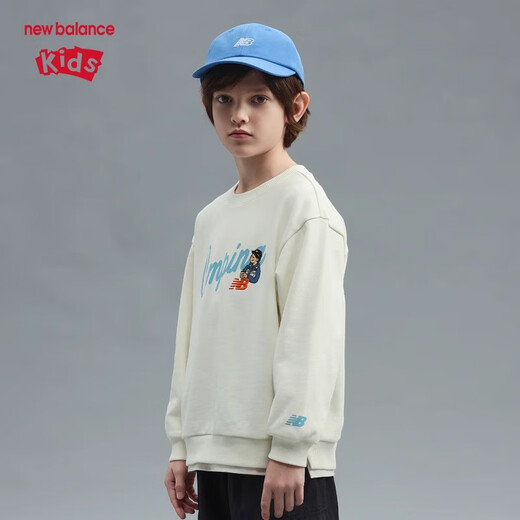 newbalance nb children's clothing 25 years spring new products for men, women and children versatile casual long-sleeved round neck pullover sweatshirt 7ZF12043 7ZF12043-BK black 140 cm