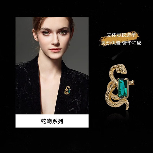 Eternelle French Eternal Snake Kiss Brooch Women's High-end Design Accessories Lapel Pin Pin Buckle Temperament Corsage Bright Gold