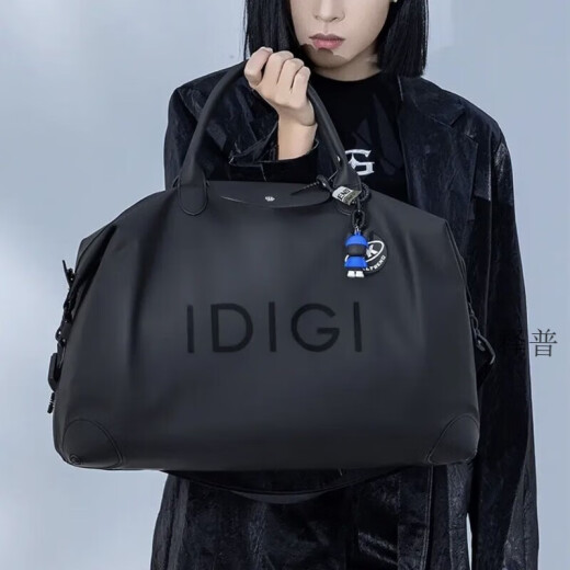 筏芯IDIGI男士秋冬新款多功能简约旅行包健身包轻便斜跨包商务旅行袋 黑色小号