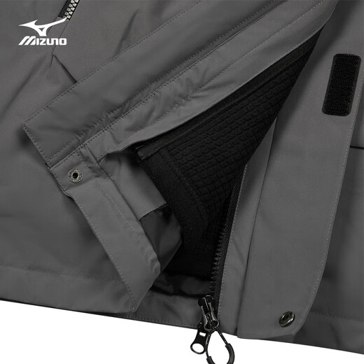Mizuno (MIZUNO) 25th new style hooded waffle velvet jacket for men and women, three-in-one jacket