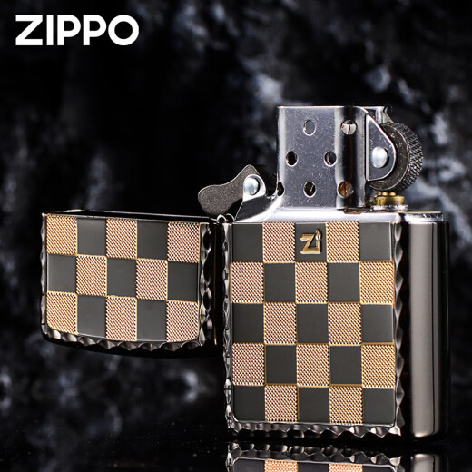 ZIPPO original lighter genuine windproof black ice plaid men's personal lettering Black ice plaid 3 [new machine oil-free] DY9902ZB