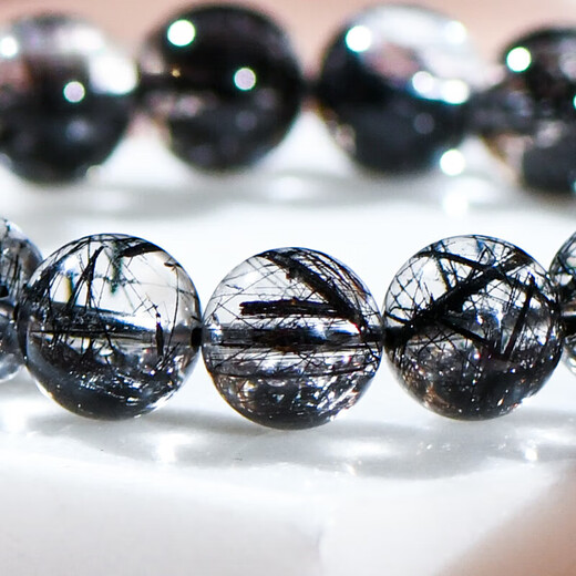 Eternal symbol light luxury brand natural crystal bracelet for women, collection grade Brazilian 7A+ old mine black hair crystal bracelet for men's birthday gift, no leakage of wealth, jewelry grade ink painting, about 10