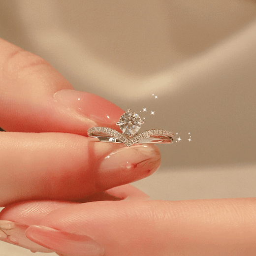 Pt950 platinum princess crown moissanite diamond ring ring design sense couple ring Chinese Valentine's Day gift for girlfriend No. 8 light luxury princess crown 0.5 carat