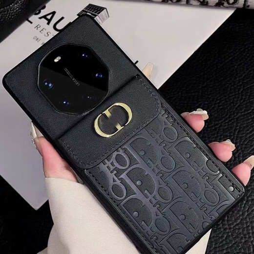 适用于华为mate60rs非凡大师手机壳卡包防摔全包ma60保护套pro外 黑色 华为mate60【圆形大孔】