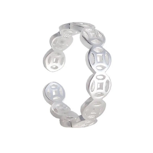 ROSENA SAMMI copper coin S9999 sterling silver ring open female fashion versatile transfer fresh silver jewelry index finger ring finger sterling silver * copper coin ring 4.22 grams strong