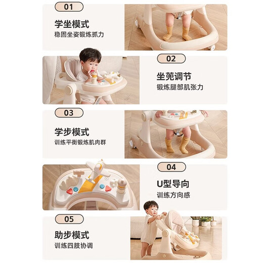 Mu yunyao Deutsch Walker 2025 Neues Baby Anti-O-Leg-Anti-Rolling 6 bis 18 Monate Multifunktionsstart Stepper Car Risermi-Deluxe-Version [Essschild + Musikspielzeug]