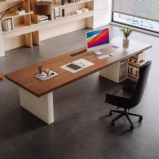 Hanjitangyu Italian light luxury solid wood office computer desk bedroom desk designer creative business boss desk simple executive desk 200*80*73*3cm ash wood desk