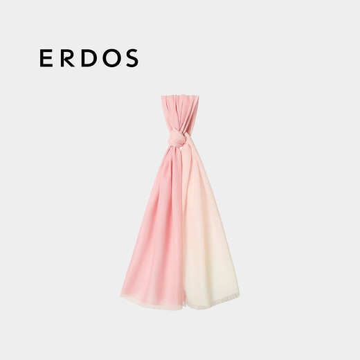 ERDOS 25春夏新品精纺纯绒渐变吊染薄款女披肩围巾 婴儿粉 180cmX70cm