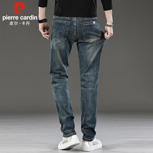 皮尔卡丹（pierre cardin）牛仔裤男春夏季商务休闲潮牌直筒裤子男士弹力高端男裤 复古蓝 32
