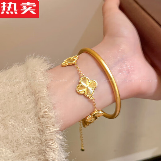 Xiqi ancient sand gold ring high quality non-fading bracelet for women new Chinese style golden gourd-like five-flower bracelet bracelet bracelet set - high color retention sand gold
