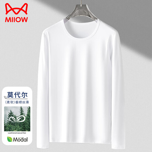 Catman Modal long-sleeved T-shirt men's round neck casual loose bottoming shirt simple and versatile skin-friendly men's top