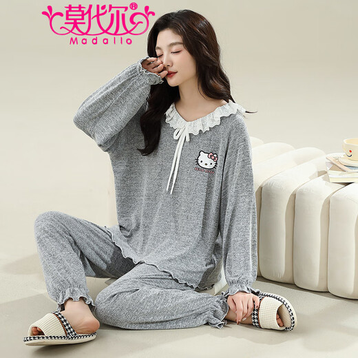 MODAL 2025 Nouveau pyjamas de dessins animés pour les femmes au printemps et à l'automne Coton pantalon à manches longues douces vêtements pour deux pièces d'été.