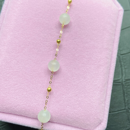 Canxian natural Hetian white jade mutton fat white jade bracelet full of stars 18k gold inlaid with jade niche light luxury ins women's anklet anklet