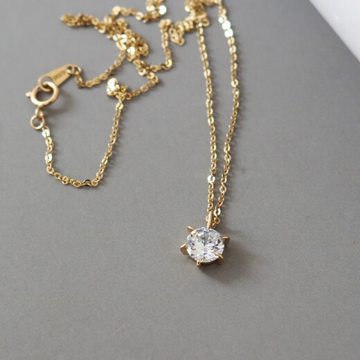 Liangxue Korea imported pure 14K gold small pendant shining zircon simple pendant necklace matching clavicle chain for women separate pendant without chain pure 14K gold