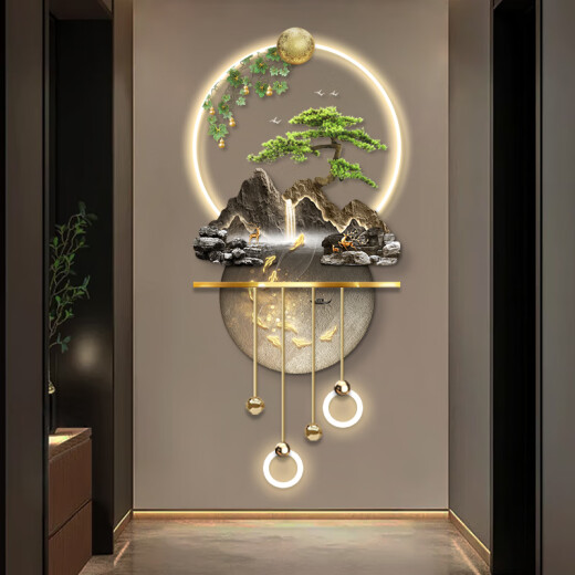 Zeichnen der Stadt Fulu Jinshan Eingang Dekorative Malerei Landschaft hochrangiger dreidimensionaler LED-Wandlampenmalerei Eingangsflur und Korridorhängung Fulu Jinshan ZP4836+ZP4837+ZP4839 60*130 cm gewöhnliche Hängsmalerei ohne Lichter