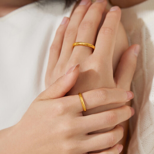 Lukfook Jewelry Long Lasting Gold Ring Loach Back Pure Gold Pair of Rings for Women Price Size 14 - About 3.33g