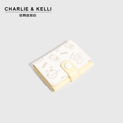 CHARLIE & KELLI官网 CK轻奢包包女包2025新款女士钱包小熊印花零钱包卡包 黄色
