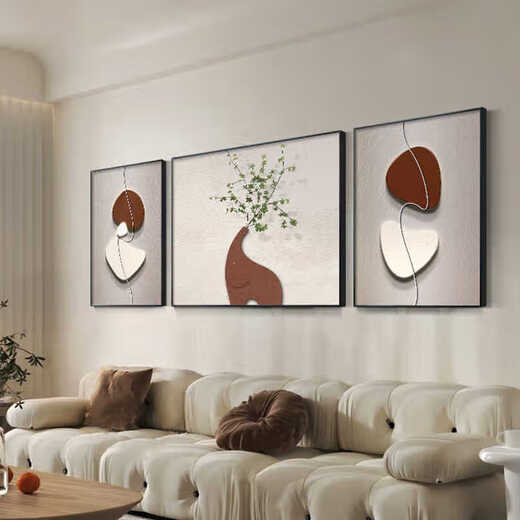 
Hanxuan modern light luxury living room decoration painting, Wasabi style green plant sofa background wall hanging paintings, high-end simple triad mural T12358 60*80 left and right 110*80 crystal porcelain aluminum alloy black frame
