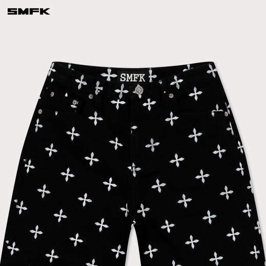 
SMFK cross classic wide-leg jeans retro loose casual and versatile Xu Jingyun same style PD005BJ/BG/LG/CW Black Garden XS