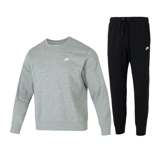 耐克（NIKE）运动套装男装 25夏季新款灰色时尚圆领卫衣套头衫束脚长裤 两件套 FN3889/063+FN3802/010 S/165【建议体重90/110斤】