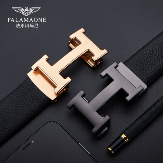 FALAMAONE Men's Leather Band Head Layer Soft Cowhide Light Luxury Men's Valentine's Day Trolley Gives a Boyfriend's Husband's Birthday Gift PD826 Gold [Solid Wood Gift Box] SF Express Air Freight 115cm For other sizes, please note or contact customer service