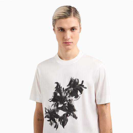 Armani / Armani EA T-shirt à manches courtes en soie imprimée en soie brodée pour hommes EM001024 AF10017 KAKI U1098 S