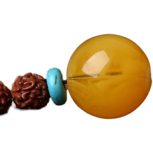 Fat Donglai same style beeswax loose beads single bead chicken oil yellow amber round beads white nectar bracelet with bead bracelet cultural toy full honey chicken oil yellow 20MM 1 piece