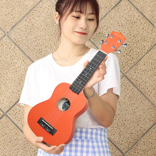 Andrew (Andrew) Anfänger 21-Zoll-Ukulele-Kinder kleine Gitarre Orange Limited 50 Stück 21-Zoll [Kohlefaser] Glitzer Orange + Zubehör