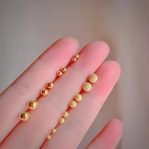 OFK Old Phoenix 999 Gold Ear Hole Hypoallergenic Earrings Small Gold Peas Mini Gold Beads Small Ears Shining Gold Glossy Old Phoenix Gold Store Style 5mm