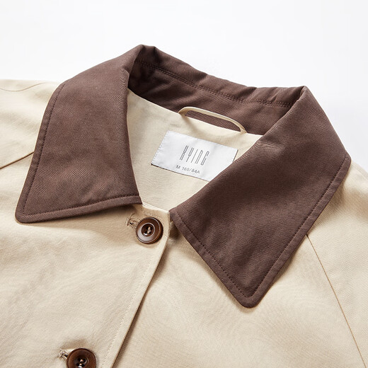Xiangying British Academy Style Caki Windbreaker para mujeres 2025 Spring New Contrasting Lapel Mid-Long Longitud Casual Caki M