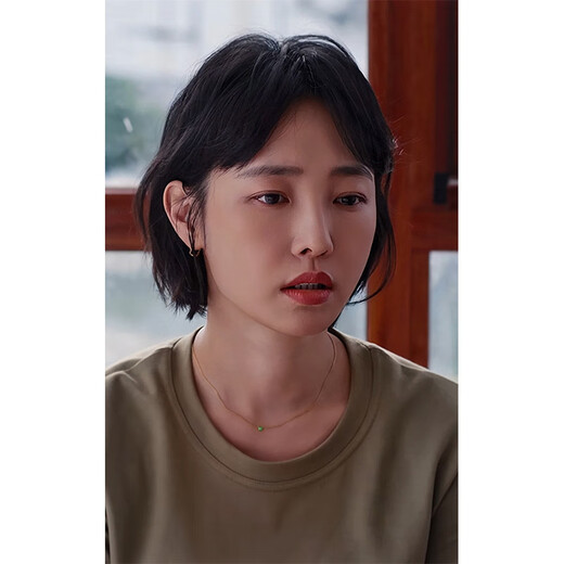 GIOIO Swarovski Zirconium DD Happy Reunion and Forward White Baihe Necklace Green Single Diamond Clavicle Chain Exquisite and Versatile Same Style