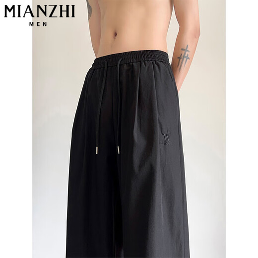 Cotton 2025 new draped quick-drying ice silk thin pants for men in summer loose trend straight wide-leg sports casual pants K368 light gray [high quality 21] XL 125-140Jin [Jin equals 0.5 kg]