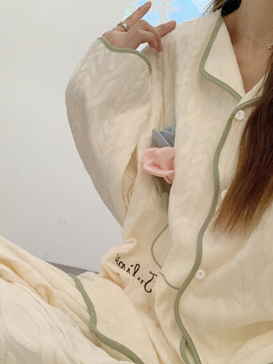 蕉内（Bananain）睡衣女士春秋款长袖网红风家居服全棉秋冬季开衫月子两件套装 【开衫套装】9207 XL 【建议105-120斤】