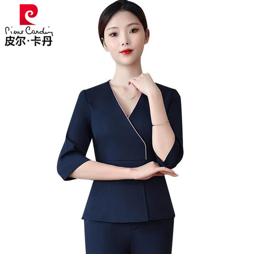 皮尔卡丹美容师工作服女美容院养生馆SPA会所产康师月子中心工装套装 6296粉色上衣+裤 L