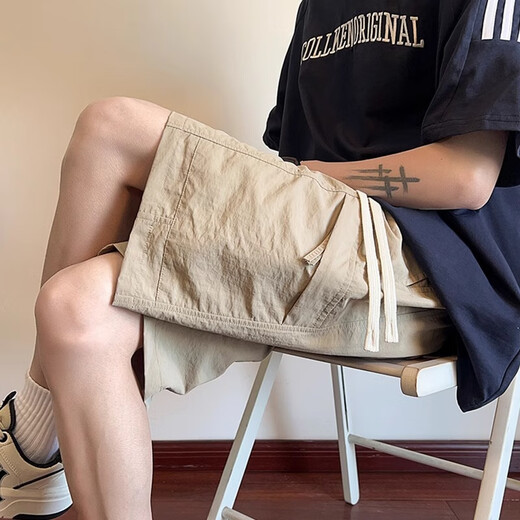 Jeanswest Workwear Shorts Herren Sommer 2025 NEUE ICE SILD COOL CLASSIGKEITEN HALLE HOLLEN MENSCHE VON MENSCHLICHE VERSATILE Fünf-Punkte-Hosen DK701 Grün 3xl Größe (170 ~ 190jin [Jin gleich 0,5 kg] tragbar)