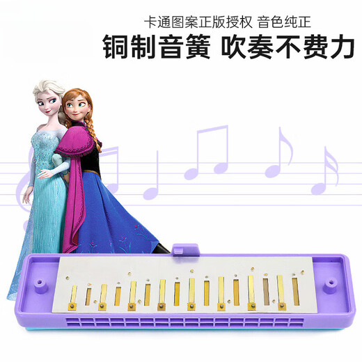 骊歌口琴儿童初学者入门小学生专用复音口风琴宝宝吹奏乐器玩具 16孔复音口琴冰雪奇缘2(含收纳