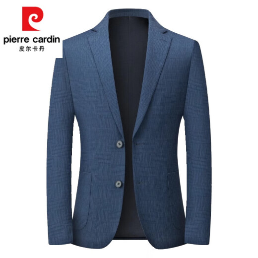 皮尔卡丹（pierre cardin）休闲西服外套男春季新款韩版修身抗皱商务单件上衣小西装单西男装 9928深蓝 编织纹 M 170【建议100-120斤】