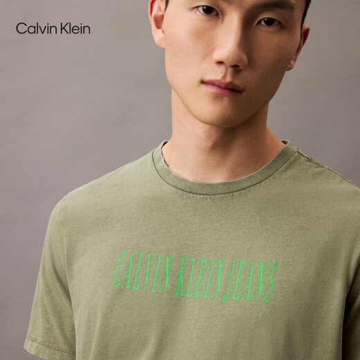 Calvin Kleinjeans 25 Frühlings- und Sommer Neue Herren-Casual Trend CK Briefe Drucken reine Farbe reines Baumwoll kurzärmelige T-Shirt 4RB854G