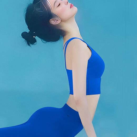 Shuangxiu Yoga Wear Suit for Women 2025 New High-Looking Pilates Professional High-end Fashion Sports Top Fitness Vest Klein Blue Bra L (110-120)