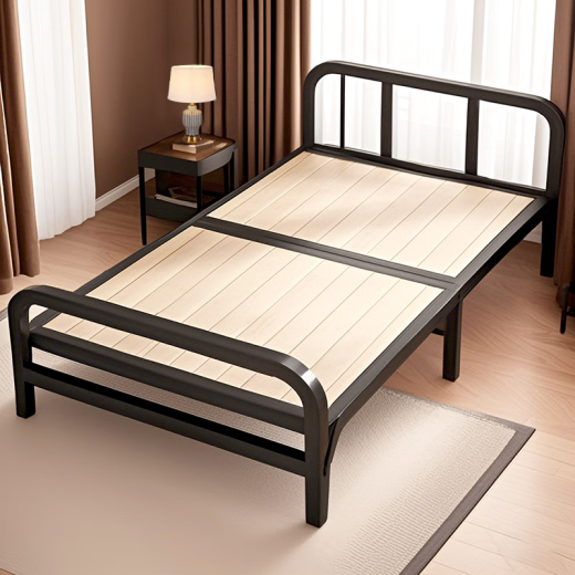 Jingju Klappbett Einbett Lunchbett Nickerchen Bett Camp Bett Krankenhaus Haus mit Hartbrettbett Eisenbett [Stille Verstärkung] 1.2*2 m BGC866