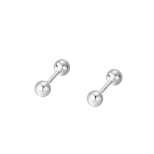 Mansheng 999 sterling silver bean earrings screw twist ear piercing ear bone nails double-headed ear sticks to prevent the earrings from falling off when sleeping frosted bean earrings 3mm
