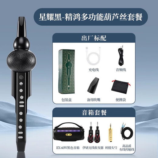 Jinghong Electric Hulusi d'âge moyen et âgé jouant des instruments de musique pour débutants saxophone électriques jouant des tubes de soufflage électroniques simples et apprenables [multifonction hulusi] noir + haut-parleur haut de gamme