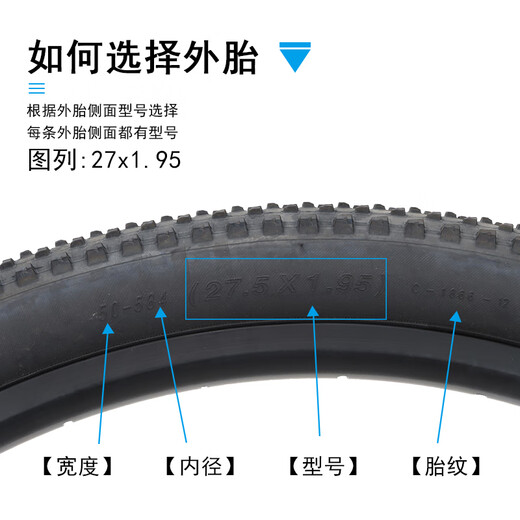 Riese Giant Mountain Bike Innen- und Außenreifen 27,5x1.95 Reifen ATX830/850 Fahrradreifen 27,5x1.95 Single Tire One